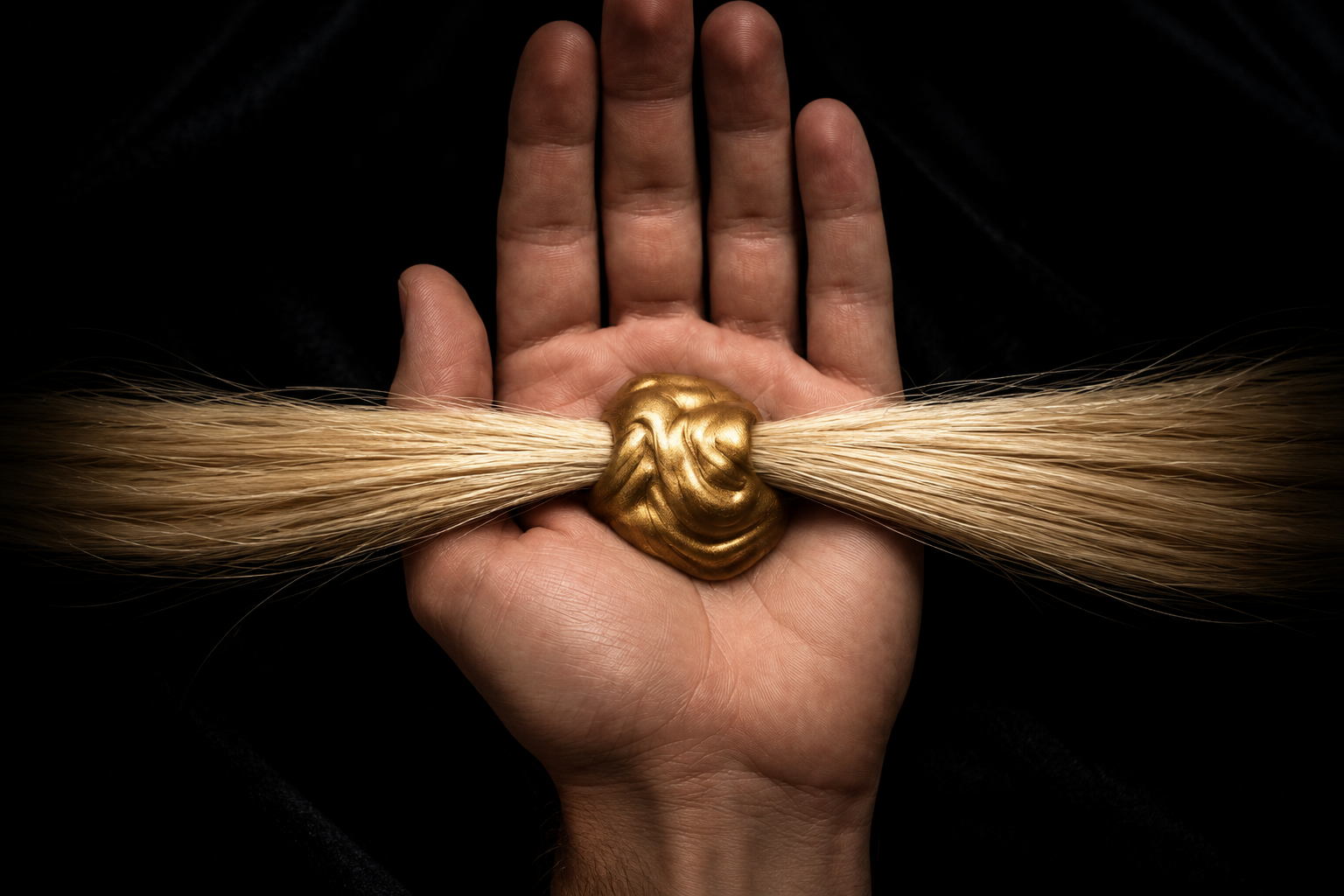 Le geste professionnel — une mèche et l’or dans la paume